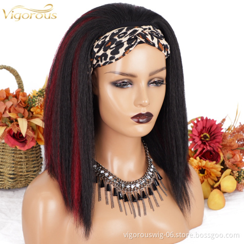 613 10a Best Quality Glueless Dropship Vendor Price Curly Yaki Highlight Bug Synthetic Headband Wigs Brazillian For Women